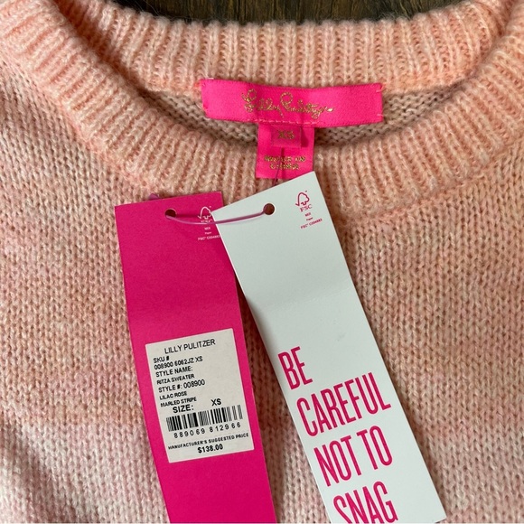 🆕 LILLY PULITZER Ritza Pink Colorblock Striped Sweater NEW RTL $138 SZ XS - Picture 4 of 5